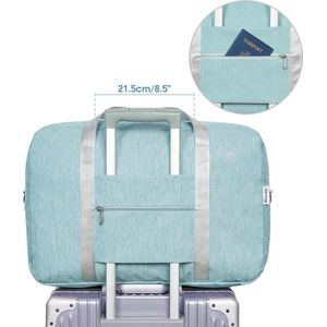 handbagage 45 x 36 x 20 opvouwbare reistas voor onder de stoel, draag- en handtas voor overnachten voor dames en heren, mintgroen, 40L