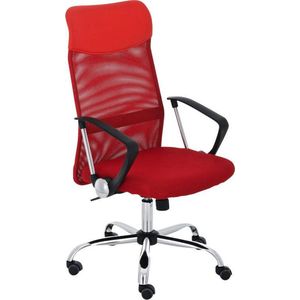 Bureaustoel - Bureaustoelen voor volwassenen - Design - In hoogte  verstelbaar - Hoge rugleuning - Stof - Rood - 60x53x118 cm