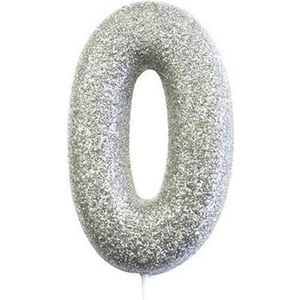 Witbaard Nummerkaars '0' 7 Cm Wax Glitter Zilver