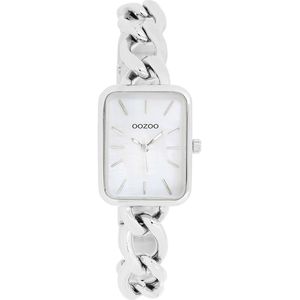 OOZOO Timepieces - Zilverkleurige horloge met zilverkleurige schakelarmband - C11130