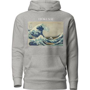Hokusai 'De Grote Golf van Kanagawa' (""The Great Wave off Kanagawa"") Beroemd Schilderij Hoodie | Unisex Premium Kunst Hoodie | Carbon Grey | M