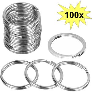 Fako Bijoux® - Sleutelring - 25mm - Sleutelringen - Sleutelhanger Ringen - RVS Ring - Staal - Plat - Zilver - 100 Stuks