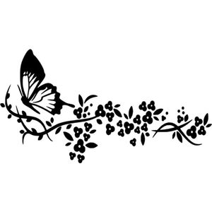 Sticker - auto - raam - auto tuning vlinder met bloemen -
