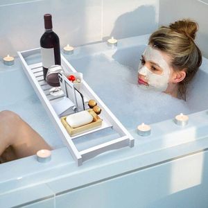 Badbruggen WPC badplank - Handdoeken wijnglazen boeken mobiele telefoons planken doucheaccessoires - Ultra-ontspannen baden bathtub tray