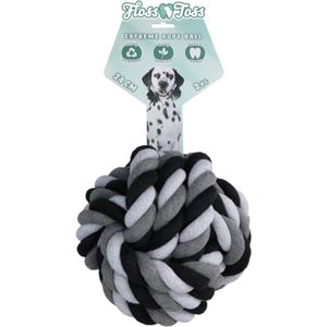 Floss Toss Extreme Rope Ball - Hondentouw - Hondenbal - Hondenspeelgoed - Katoen - Grijs - Ø 24 cm