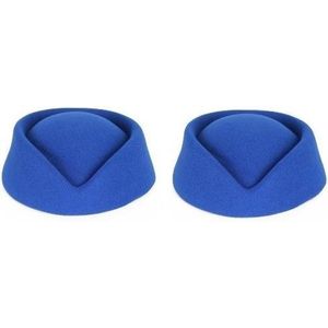 2x Blauw stewardess hoedjes voor dames - Verkleedhoeden/Carnavalshoeden verkleed accessoire