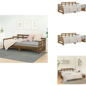 vidaXL Slaapbank - Slaapbanken - Bedbank - Bed - Slaapbank uitschuifbaar grenenhout honingbruin 2x(90x200) cm