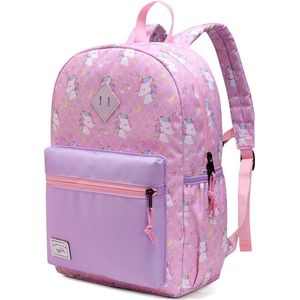 Schooltas met unicorns - Roze/lila/paars - 29 x 12 x 38 cm - Schoolrugtas voor kinderen - Schoolrugzak voor meisjes - 13 L - Waterafstotend - Rugzak met eenhoorn - Peuterschool, kleuterschool, kinderdagverblijf - Verstelbare schouderbanden