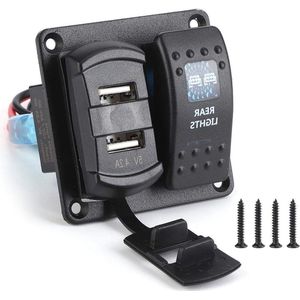 12 V-24 V Tuimelschakelpaneel met 2 Gang Tuimelschakelaar, USB en Digitale Voltmeter - Auto Boot .