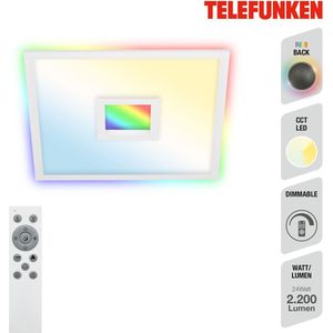 Telefunken CENTERBACK - LED Paneel - 319406TF - CCT kleurtemperatuurregeling - incl. afstandsbediening - RGB backlight effect - RGB centrelight - traploos dimbaar via afstandsbediening - IP20 - 25.000 uur - 44,5 x 44,5 x 6,3 cm
