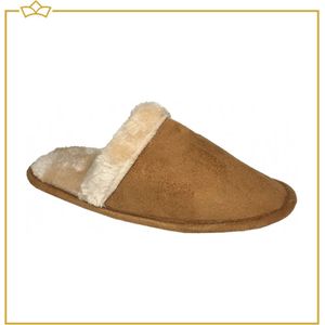 ATTREZZO® Sloffen met warme voering - laag model - Camel - Maat 38 - pantoffels - Altijd warme voeten!
