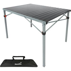 Skandika Maikku aluminium klaptafel – Inklapbare tafel – Vouwtafel - Aluminium campingtafel voor 6 personen, 80 kg draagvermogen, 107 x 70 x 70 cm, waterdicht, inklapbaar, licht, oprolbaar tafelblad -klaptafel voor camping, tuin, vissen - grijs