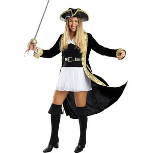 Funidelia | Deluxe Piraten kostuum Koloniale Collectie voor vrouwen - Zeerover, Boekanier - Kostuum voor Volwassenen Accessoire verkleedkleding en rekwisieten voor Halloween, carnaval & feesten - Maat 4XL - Zwart