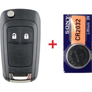 Autosleutel 2 knoppen klapsleutel HU100 + batterij CR2032 geschikt voor Opel sleutel / Astra / Corsa / Zafira / Insignia / Adam / Cascada