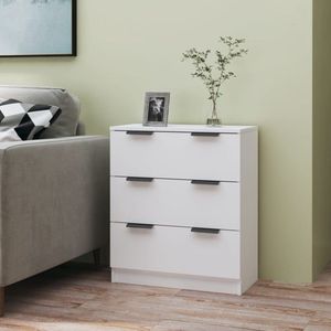 The Living Store Dressoir 60x30x70 cm bewerkt hout wit - Keukenkast