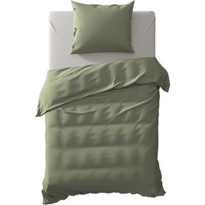 Yellow Percale Dekbedovertrek - Eenpersoons - 140x200/220 cm - Army Green