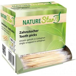 NatureStar houten tandenstokers 1000 stuks - per stuk verpakt in cellofaan
