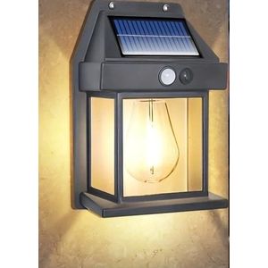 Solar lamp - solar tuinverlichting met bewegingssensor - 3 lichtstanden - Wandlamp Buiten - waterdicht - met afstandsbediening - wandlamp zwart