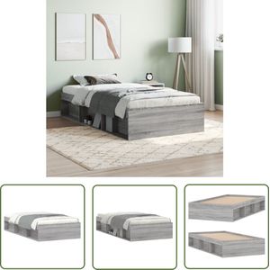 The Living Store Bedframe grijs sonoma eikenkleurig 90x200 cm - Modern Bed Frame - Houten Bed - Grijs Bed - Tweepersoons Bed - Design Bed
