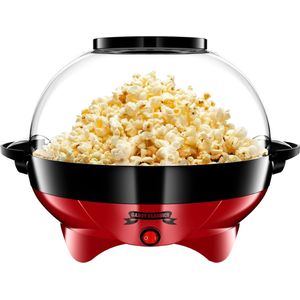 Popcornmachine Rond - Groot l 800W | Popcorn Maker met antiaanbaklaag en afneembare bakplaat l Snel en stil l Inhoud 5 liter