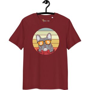 Vintage Dog Lovers Bitcoin T-shirt - Unisex - 100% Biologisch Katoen - Kleur Bordeaux Rood - Maat 2XL | Bitcoin cadeau| Crypto cadeau| Bitcoin T-shirt| Crypto T-shirt| Crypto Shirt| Bitcoin Shirt| Bitcoin Merch| Crypto Merch|Bitcoin Kleding