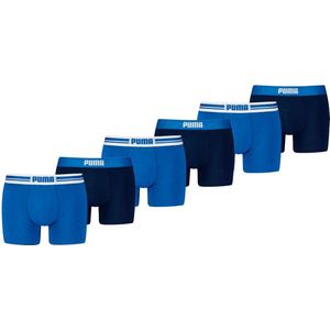 Puma Boxershorts Everyday Placed Logo - 6 pack Blauwe heren boxers - Heren Ondergoed - True Blue - Maat S