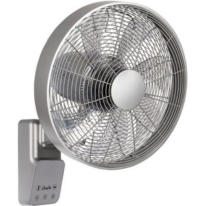 Casafan Airos Eco Design Wall TS wandventilator zilver 40 cm - Timer - Afstandsbediening - Horizontaal en verticaal oscilleren