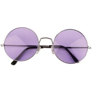 Hippie / flower power XL bril paars - Party bril verkleed accessoire voor volwassenen