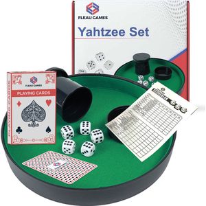 Fleau Games Yahtzee Set - Dobbelsteenbak - Kaartenset - 100 Scoreblaadjes