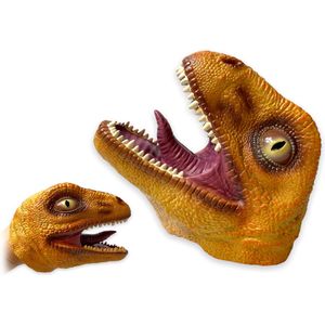 Hand Puppet - Tyrannosaurus speelgoed handpop - rubber Realistic - dinosaurus speelgoed puppet bruin