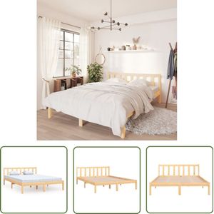 vidaXL Bedframe massief grenenhout 140x200 cm Massief Grenenhout Bedframe - Tweepersoons Bed - Bed Frame - Houten Bed - Bed Kopen