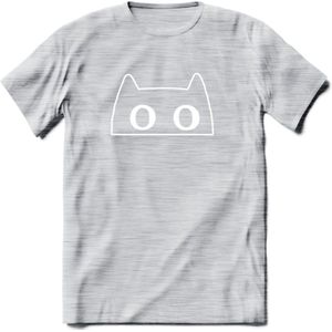 Aandacht! - Katten T-Shirt Kleding Cadeau | Dames - Heren - Unisex | Kat / Dieren shirt | Grappig Verjaardag kado | Tshirt Met Print | - Licht Grijs - Gemaleerd - XL
