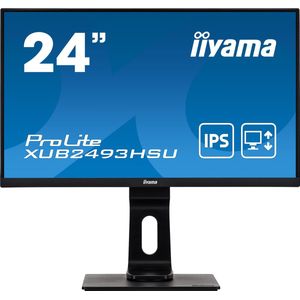 iiyama ProLite XUB2490HSUH-B1 - 24 Inch - IPS - Full HD - Hello Webcam - In hoogte verstelbaar
