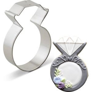 Bruiloft Koekjes Uitsteekvorm: Trouwring/Verlovingsring met Diamant - Cookie Cutter Metaal Ring voor Huwelijk
