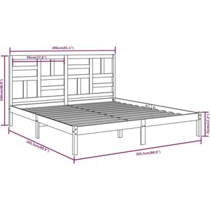 VidaXL Bedframe Massief Hout Zwart 200x200 cm