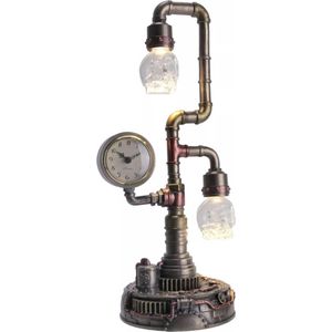 Veronese Design - Steampunk Pipework Klok Ledlamp - (hxbxd) ca. 38cm x 17cm x 14cm