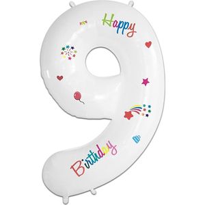 LUQ - Cijfer Ballonnen - Cijfer Ballon 9 Jaar Happy Birthday Groot - Helium Verjaardag Versiering Feestversiering Folieballon