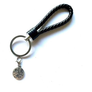 Sleutelhanger - Zwart - Triathlon - Zwemmen - Fietsen - Hardlopen - Sport - Hanger - Leer - Kleur - Sportsieraad - Sieraad - Sportsieraden - Sieraden - Team - Teamkado