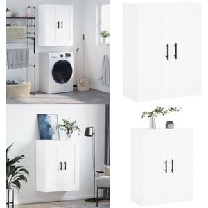 vidaXL Wandkast 69,5x34x90 cm bewerkt hout wit - Wandkast - Wandkasten - Hangkast - Hangende Kast