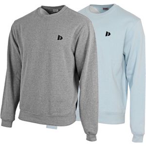 2 Pack Donnay - Fleece sweater ronde hals - Dean - Heren - Maat XXL - Silver-marl & Light blue (496)