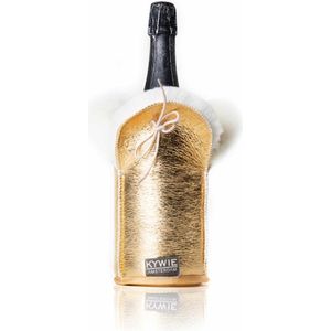 Kywie Wijnkoeler - Champagne koeler van 100% natuurlijke Texelse schapenvacht - Binnenkant Wol - Buitenkant Suede Gold Sparkle