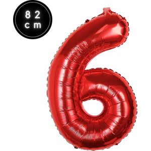 Cijfer Ballonnen - Nummer 6 - Rood - 82 cm - Helium Ballon - Fienosa
