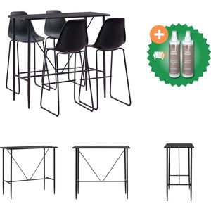 vidaXL 5-delige Barset kunststof zwart - Set tafel en stoelen - Inclusief Onderhoudsset