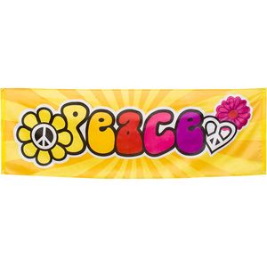 Boland - Polyester banner 'Peace' - Geen thema - Verjaardag - Flower Power - Feestversiering - Hippie