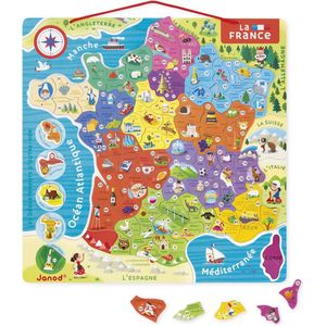 Janod Magnetic France Map Educatief Speelgoed Veelkleurig 12 Months-7 Years