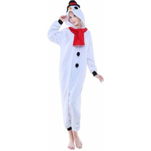 Kerst: Sneeuwpop Onesie voor volwassenen - Kerst: Sneeuwpop Kigurumi Pyjama - Maat M