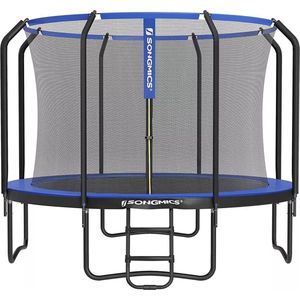 In And OutdoorMatch Trampoline Adolfo - 366 cm - Blauw - Trampoline met veiligheidsnet en ladder - gewatteerd frame - voor kinderen en volwassenen - binnennet