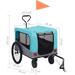 vidaXL-Fietstrailer-en-hondenwagen-2-in-1-blauw-en-grijs