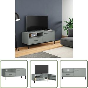 The Living Store OSLO Televisiekast - Houten meubel - Grijs - 106 x 40 x 46.5 cm - 1 lade - 1 deur