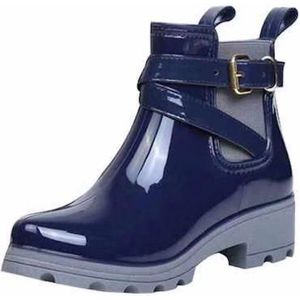 Trendy halfhoge laarzen - dames -marineblauw- met 2 paar katoenen sokken maat 37